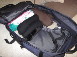 The rolled clothes take up only about 1/3 of my pack.
