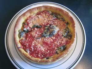 A beautiful spinach pizza!