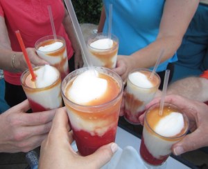 Toasting Erin's parents' 50th in the Bahamas