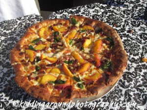 Peaches on pizza - a novel combo!